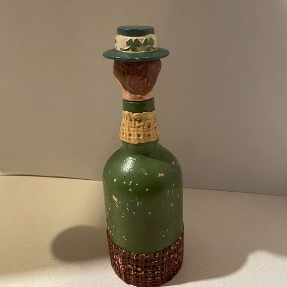 VTG 1950s Whimsical Kitschy Irishman w/ Shamrock Hat Whiskey Spirits Decanter - Picture 2 of 9